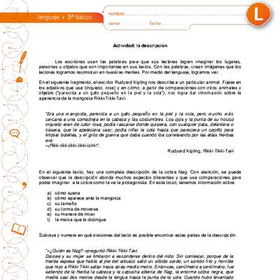 La descripción La descripción