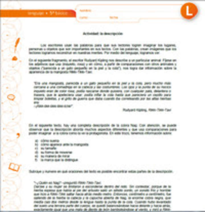 La descripción La descripción