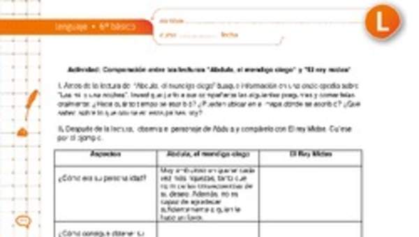 Comparación entre las lecturas "Abdula, el mendigo ciego" y "El rey Midas" Comparación entre las lecturas "Abdula, el mendigo ciego" y "El rey Midas"