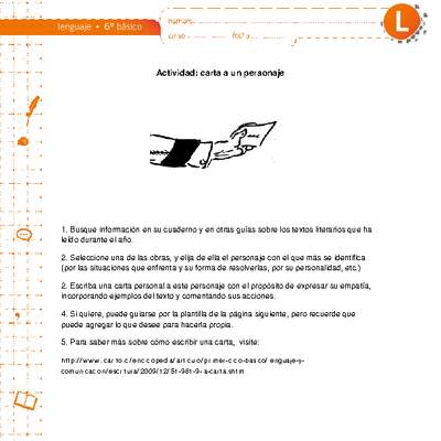 Carta a un personaje Carta a un personaje