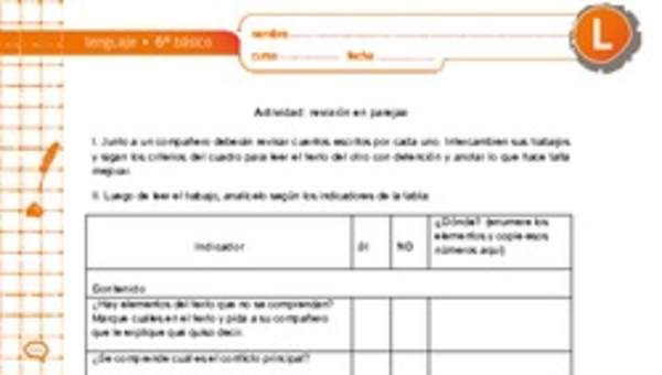 Revisión en parejas Revisión en parejas