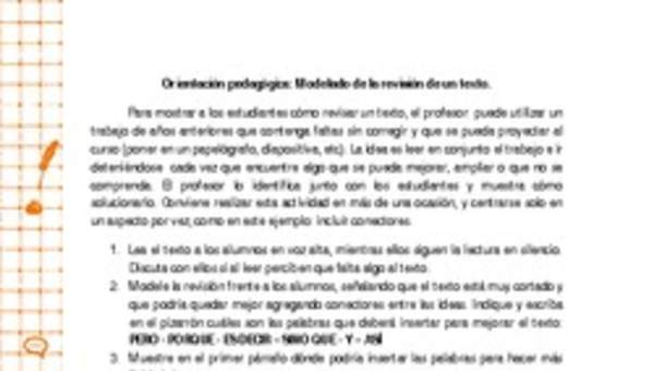 Orientación pedagógica: Modelado de la revisión de un texto Orientación pedagógica: Modelado de la revisión de un texto