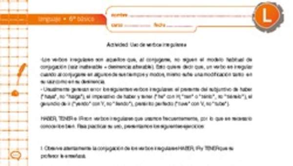 Uso de verbos irregulares Uso de verbos irregulares