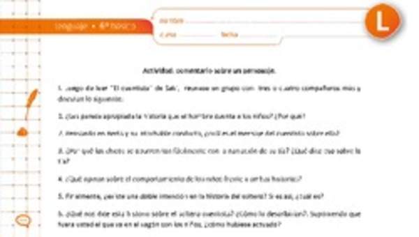 Comentario sobre un personaje Comentario sobre un personaje