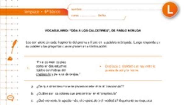 Vocabulario: "Oda a los calcetines", de Pablo Neruda Vocabulario: "Oda a los calcetines", de Pablo Neruda