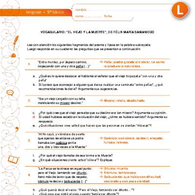 Vocabulario: "El viejo y la muerte", de Félix María Samaniego Vocabulario: "El viejo y la muerte", de Félix María Samaniego