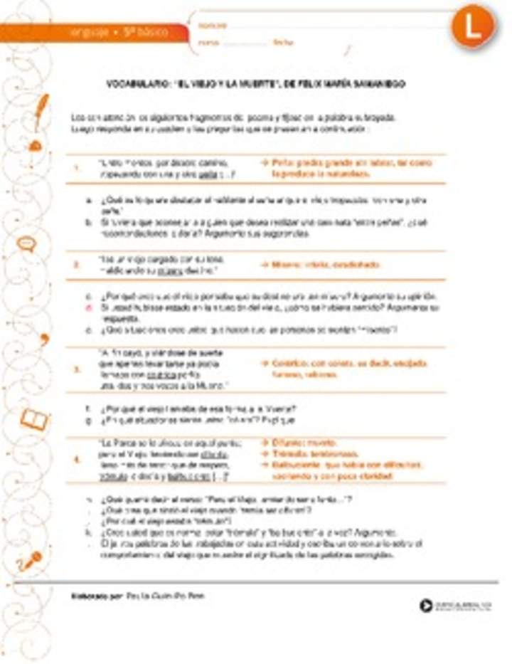 Vocabulario: "El viejo y la muerte", de Félix María Samaniego Vocabulario: "El viejo y la muerte", de Félix María Samaniego