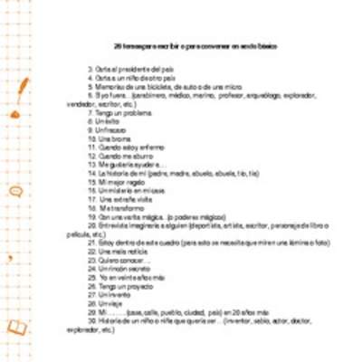 Sugerencias de temas para comenzar conversaciones o actividades de escritura en clases Sugerencias de temas para comenzar conversaciones o actividades de escritura en clases