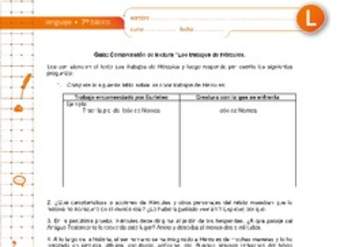 Comprensión de lectura "Los trabajos de Hércules" Comprensión de lectura "Los trabajos de Hércules"