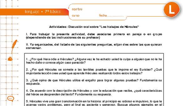 Discusión oral sobre "Los trabajos de Hércules" Discusión oral sobre "Los trabajos de Hércules"