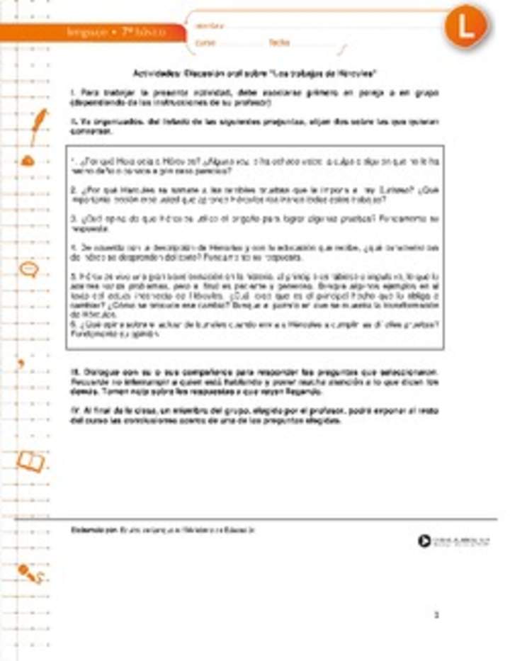 Discusión oral sobre "Los trabajos de Hércules" Discusión oral sobre "Los trabajos de Hércules"