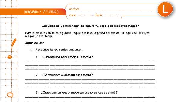 Comprensión de lectura "El regalo de los reyes magos" Comprensión de lectura "El regalo de los reyes magos"