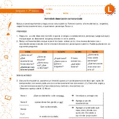 Descripción caricaturizada Descripción caricaturizada