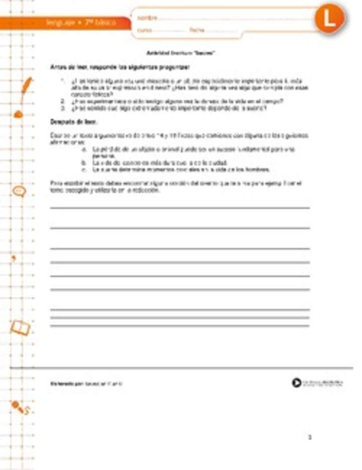 Actividad de escritura "Lucero" Actividad de escritura "Lucero"