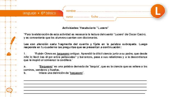 Vocabulario "Lucero" Vocabulario "Lucero"