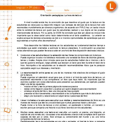 La hora de lectura La hora de lectura