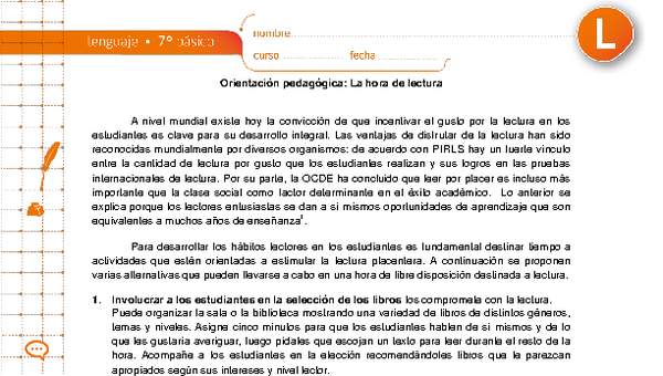 La hora de lectura La hora de lectura