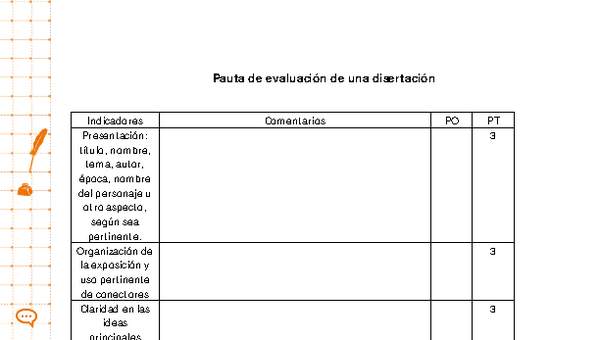 Pauta para la evaluación de una disertación Pauta para la evaluación de una disertación