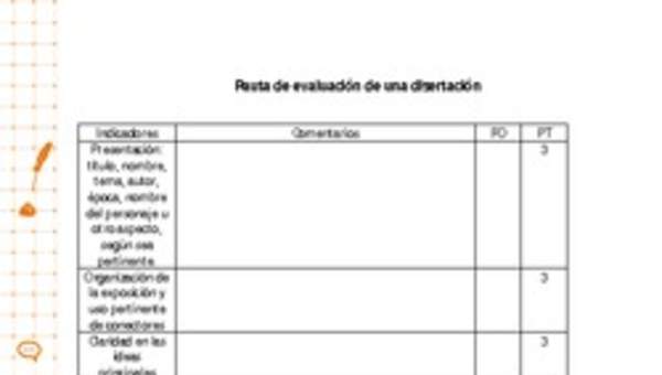 Pauta para la evaluación de una disertación Pauta para la evaluación de una disertación