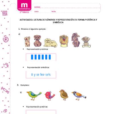 Lectura de números y representación en forma pictórica y simbólica Lectura de números y representación en forma pictórica y simbólica