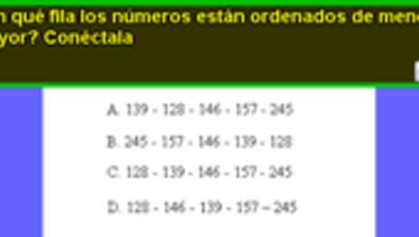 Ordenar números menores a mil, de menor a mayor Ordenar números menores a mil, de menor a mayor