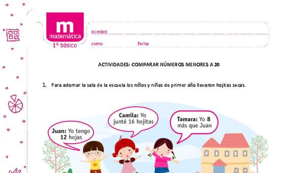 Comparar números hasta el 20 Comparar números hasta el 20