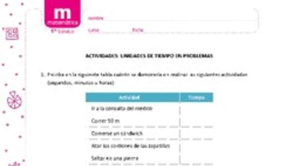 Unidades de tiempo en problemas Unidades de tiempo en problemas