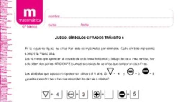 Juego: símbolos cifrados tránsito 1 Juego: símbolos cifrados tránsito 1