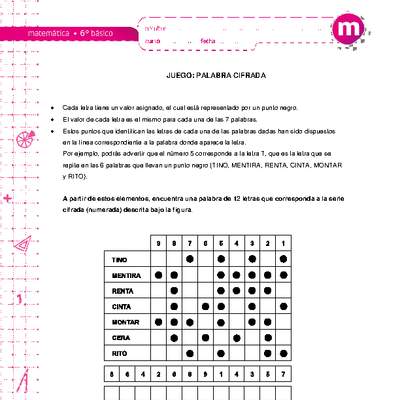 Juego: palabra cifrada Juego: palabra cifrada