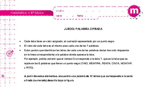 Juego: palabra cifrada Juego: palabra cifrada