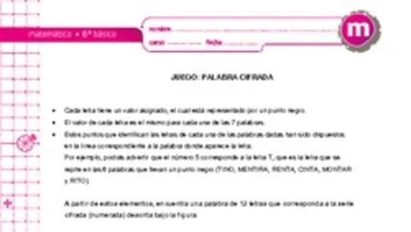 Juego: palabra cifrada Juego: palabra cifrada