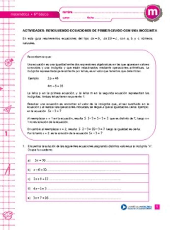 Resolviendo ecuaciones de primer grado con una incógnita Resolviendo ecuaciones de primer grado con una incógnita