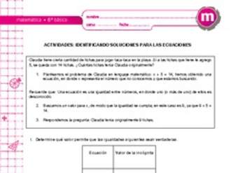 Identificando soluciones para las ecuaciones Identificando soluciones para las ecuaciones