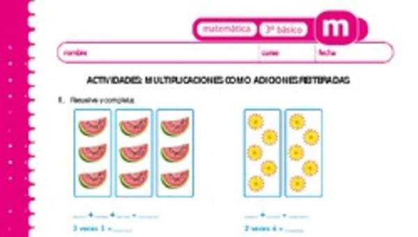 Multiplicaciones como adiciones reiteradas Multiplicaciones como adiciones reiteradas