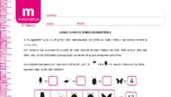 Juego: suma de símbolos insectos 1 Juego: suma de símbolos insectos 1