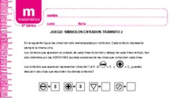 Juego: símbolos cifrados tránsito 2 Juego: símbolos cifrados tránsito 2