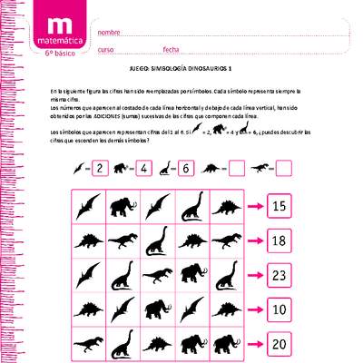 Juego: simbología dinosaurios 1 Juego: simbología dinosaurios 1