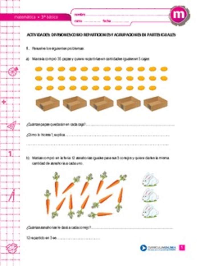Divisiones como reparticiones y agrupaciones en partes iguales Divisiones como reparticiones y agrupaciones en partes iguales