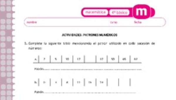 Patrones numéricos Patrones numéricos