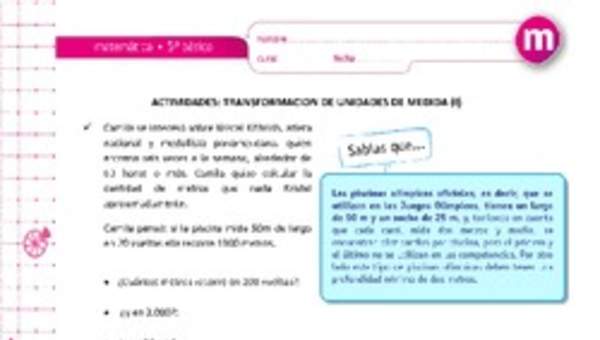 Transformación de unidades de medida (I) Transformación de unidades de medida (I)