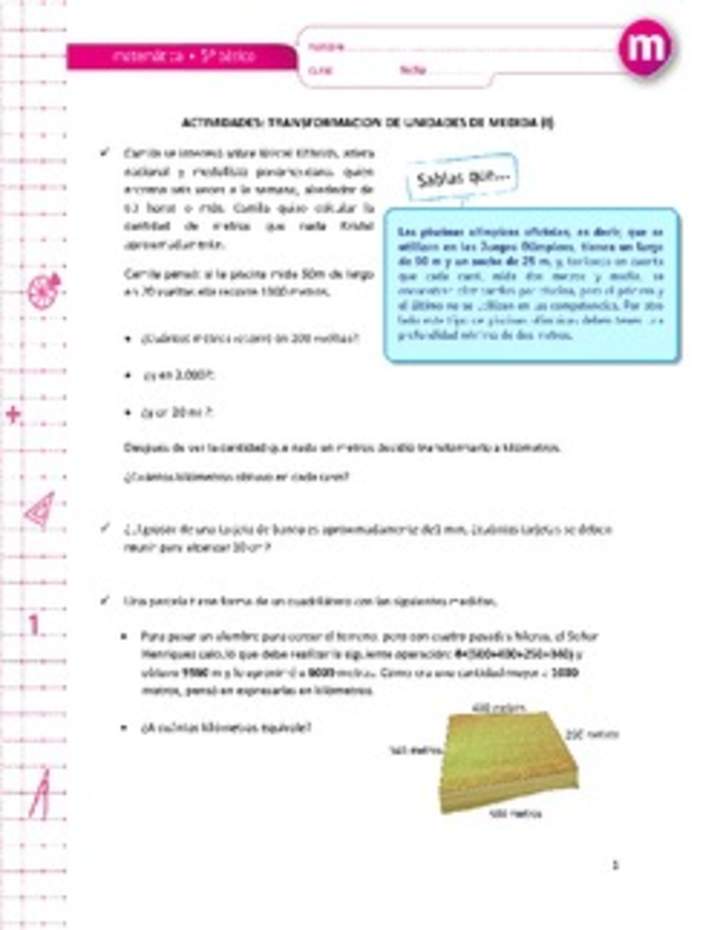 Transformación de unidades de medida (I) Transformación de unidades de medida (I)