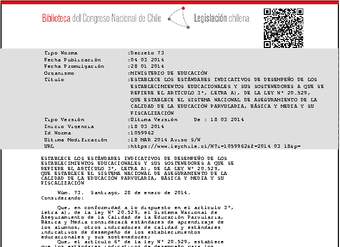 Decreto 73 (Establece estándares indicativos de desempeño de Educación Básica y Media)