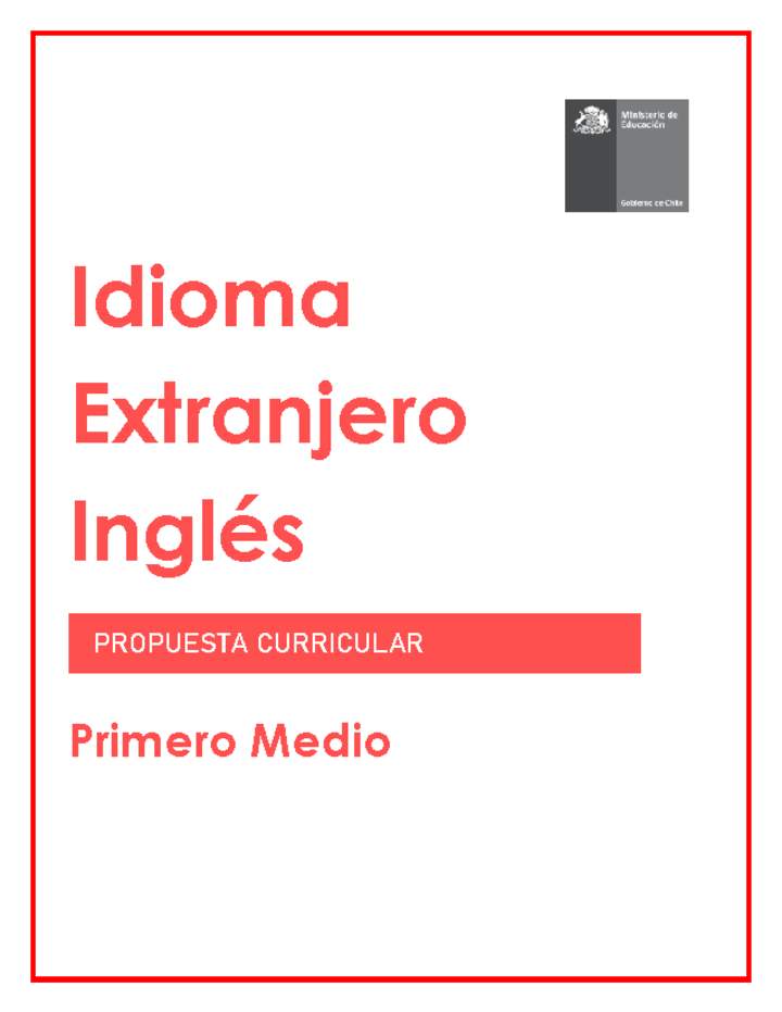 Programa de Inglés (Propuesta) 1° medio Programa de Inglés (Propuesta) 1° medio