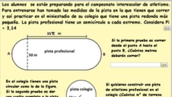 Calculando la longitud de una pista de atletismo Calculando la longitud de una pista de atletismo