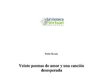 Veinte poemas de amor y una canción desesperada