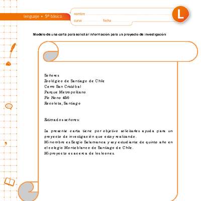 Modelo de una carta para solicitar información para un proyecto de investigación Modelo de una carta para solicitar información para un proyecto de investigación