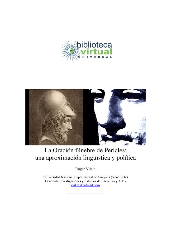 La oración fúnebre de Perícles: una aproximación lingüística y política