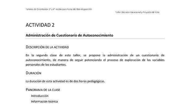 Actividad sugerida - Parte 1 - Actividad 2 - Administración de Cuestionario de Autoconocimiento Actividad sugerida - Parte 1 - Actividad 2 - Administración de Cuestionario de Autoconocimiento