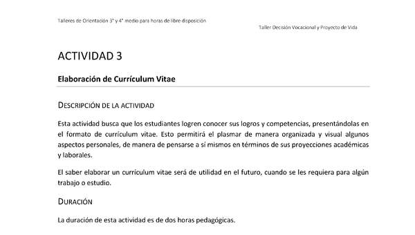 Actividad sugerida - Parte 1 - Actividad 3 - Elaboración de Currículum Vitae Actividad sugerida - Parte 1 - Actividad 3 - Elaboración de Currículum Vitae