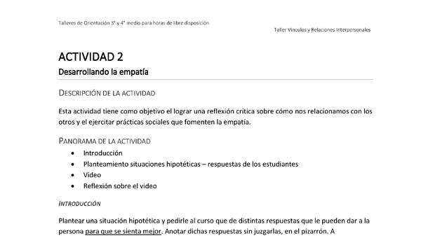 Actividad sugerida - Parte 1 - Actividad 2 - Desarrollando la empatía Actividad sugerida - Parte 1 - Actividad 2 - Desarrollando la empatía